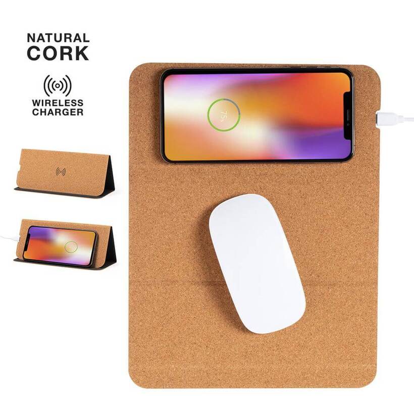 [ITWC 1119] DEBNO – Giftology Cork Mouse Pad with 15W Wireless Charger