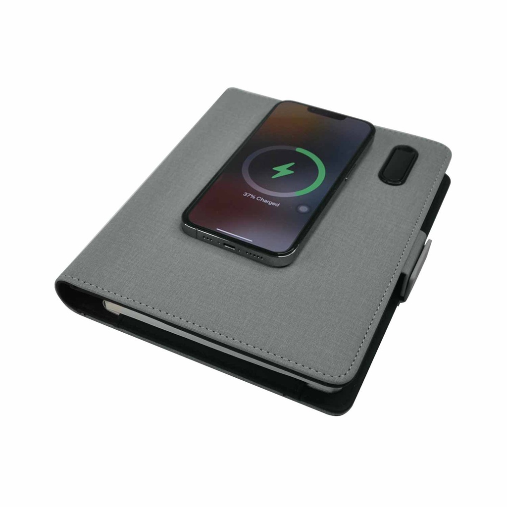 PREETZ – Santhome Technology Folder with 8000 mAh Wireless Powerbank and 32GB UssssssSB – Dark Grey
