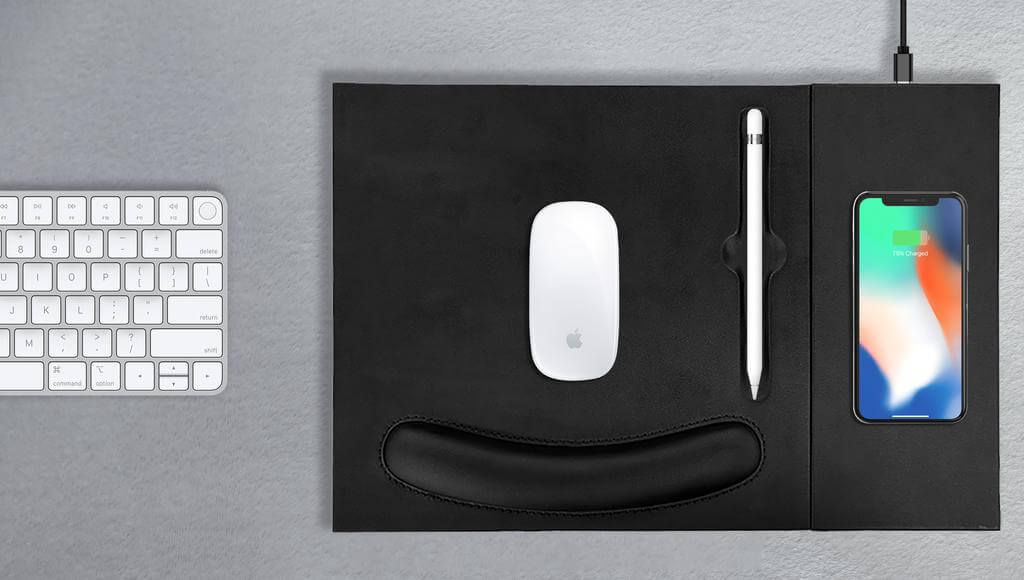 sDOBERAN – @memorii 10W Wireless Charger PU Mouse Pad – Black