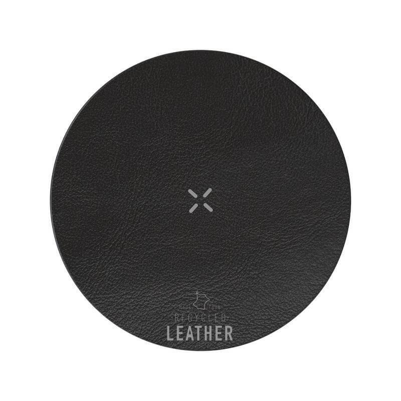 ANZIO – Recycled Leather 15 Watt Wireless Charger – Black-Black
