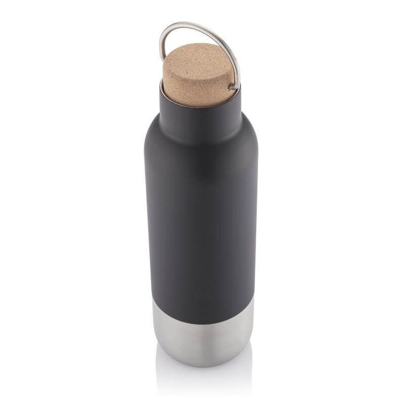 AVERSA – Hans Larsen Double Wall Vacuum Stainless Steel Bottle with Cork Lid – Black