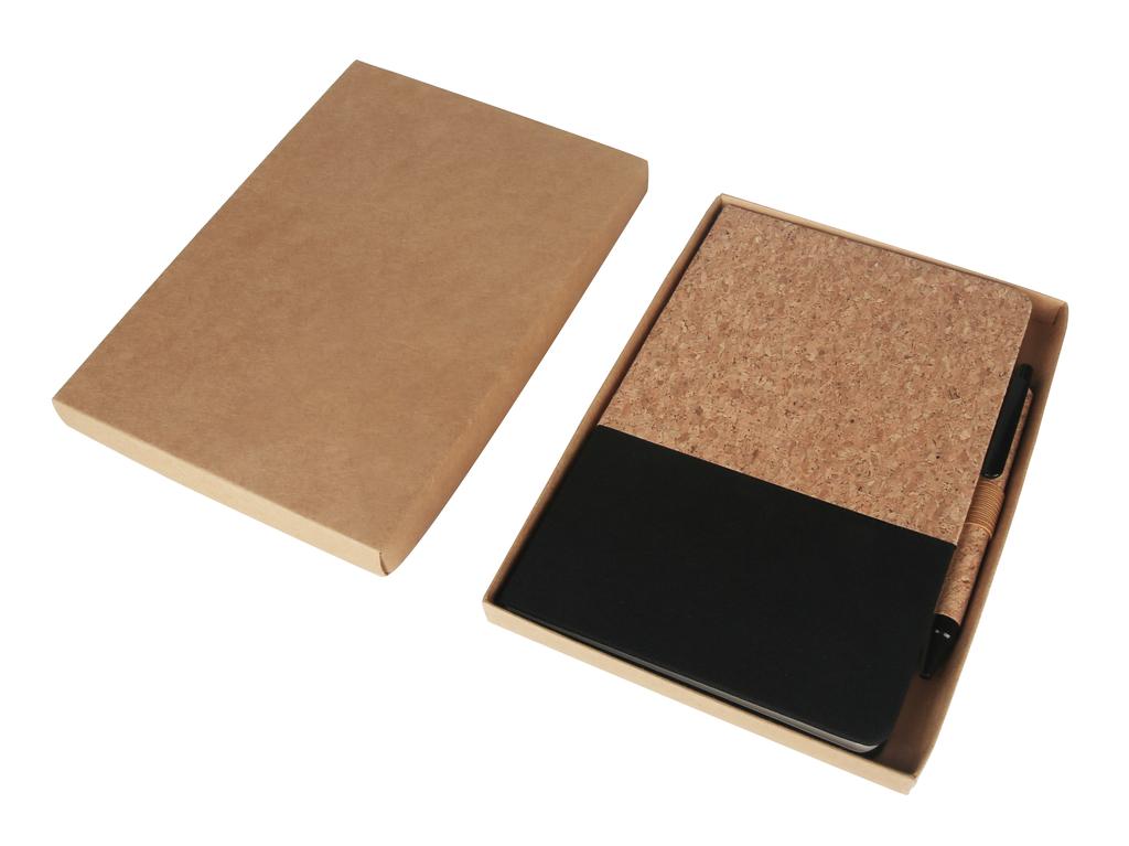 BORSA – eco-neutral A5 Cork Fabric Hard Cover Notebook and Pen Set – Black (2)