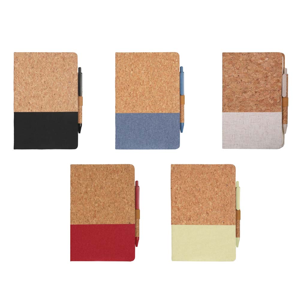 BORSA – eco-neutral A5 Cork Fabric Hard Cover Notebook and Pen Set – Black (4)