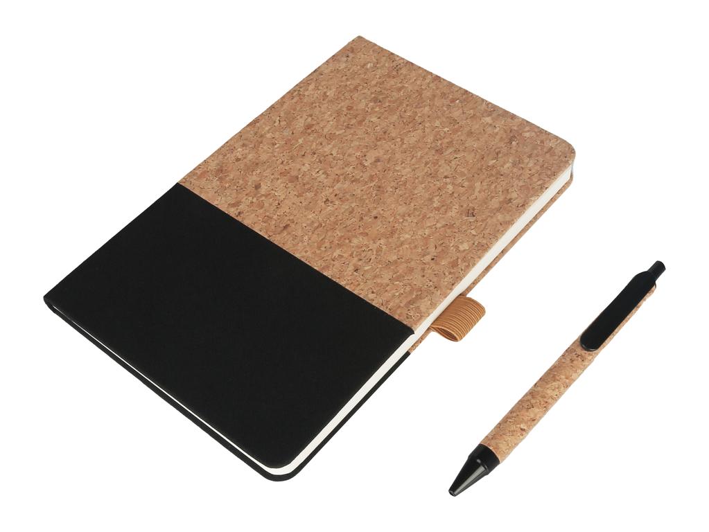 BORSA – eco-neutral A5 Cork Fabric Hard Cover Notebook and Pen Set – Black