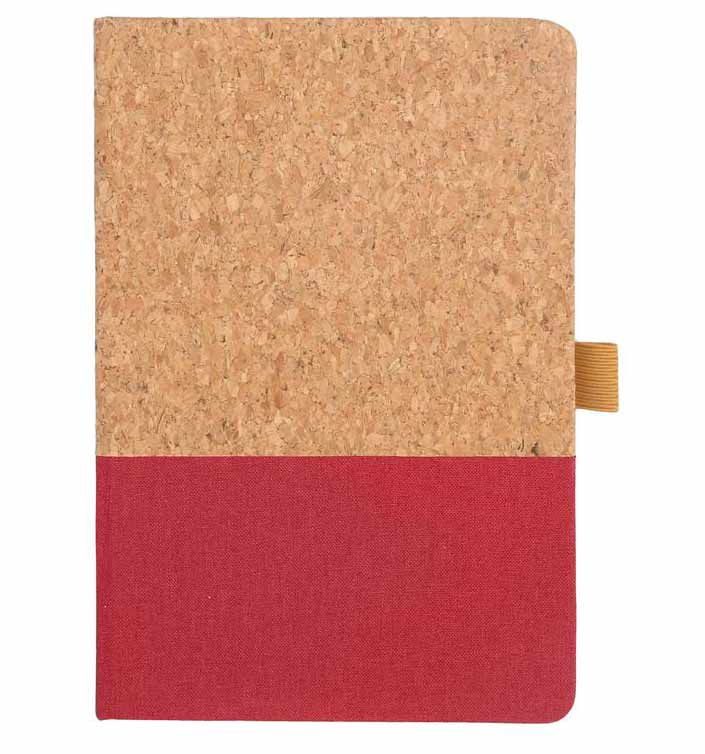 BORSA – eco-neutral A5 Cork Fabric Hard Cover Notebook and Pen Set – Red (2)