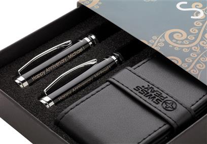 DUSCO SET – Swiss Peak Executive Pen Set – Black-Silver (2)