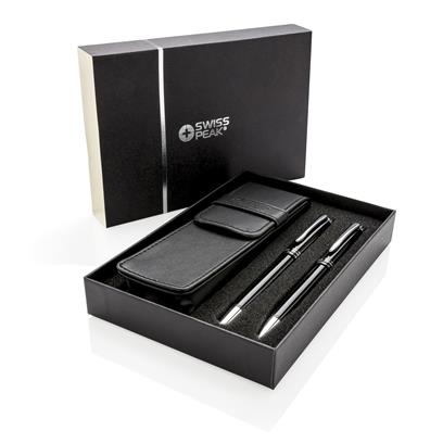 DUSCO SET – Swiss Peak Executive Pen Set – Black-Silver (3)