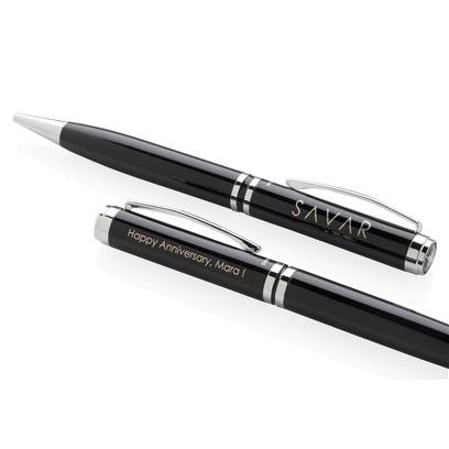 DUSCO SET – Swiss Peak Executive Pen Set – Black-Silver (7)