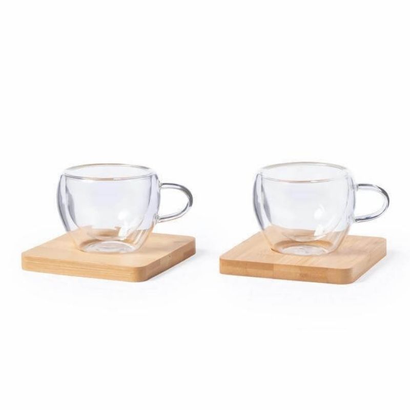 [DWEN 3141] PAMA – Set of 2 Expresso Cup with Bamboo Coaster