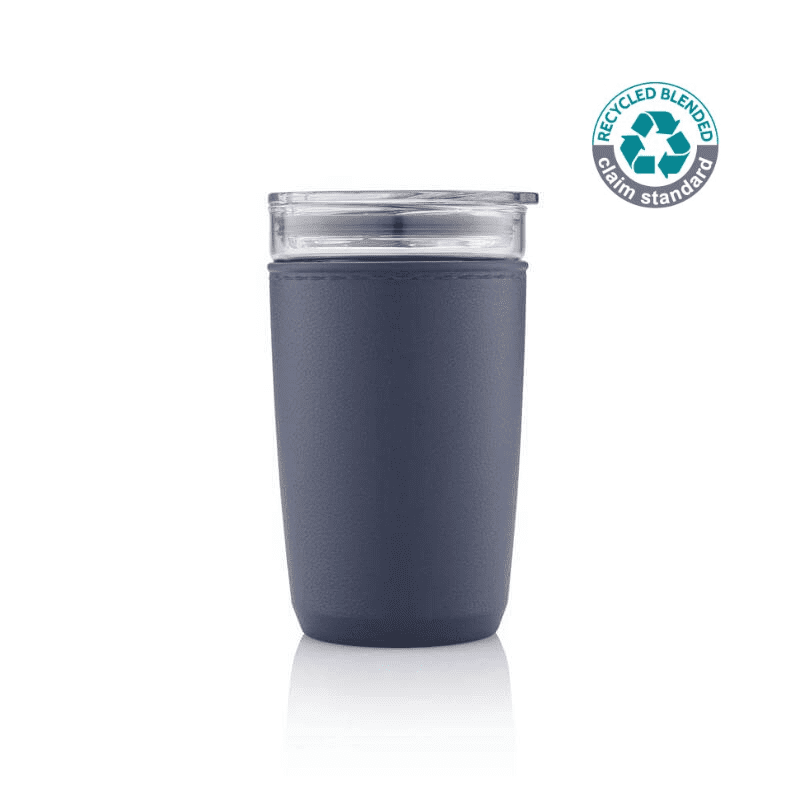 [DWHL 3159] CERRA – Hans Larsen Premium Glass Tumbler with Recycled Protective Sleeve – Blue