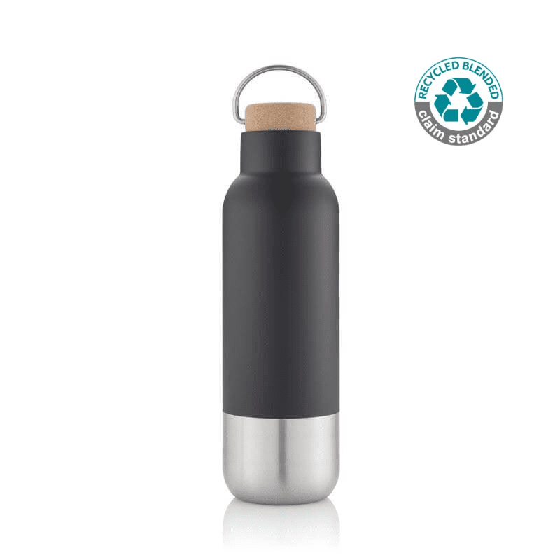 [DWHL 3160] AVERSA – Hans Larsen RCS Recycled Stainless Steel Insulated Water Bottle – Black
