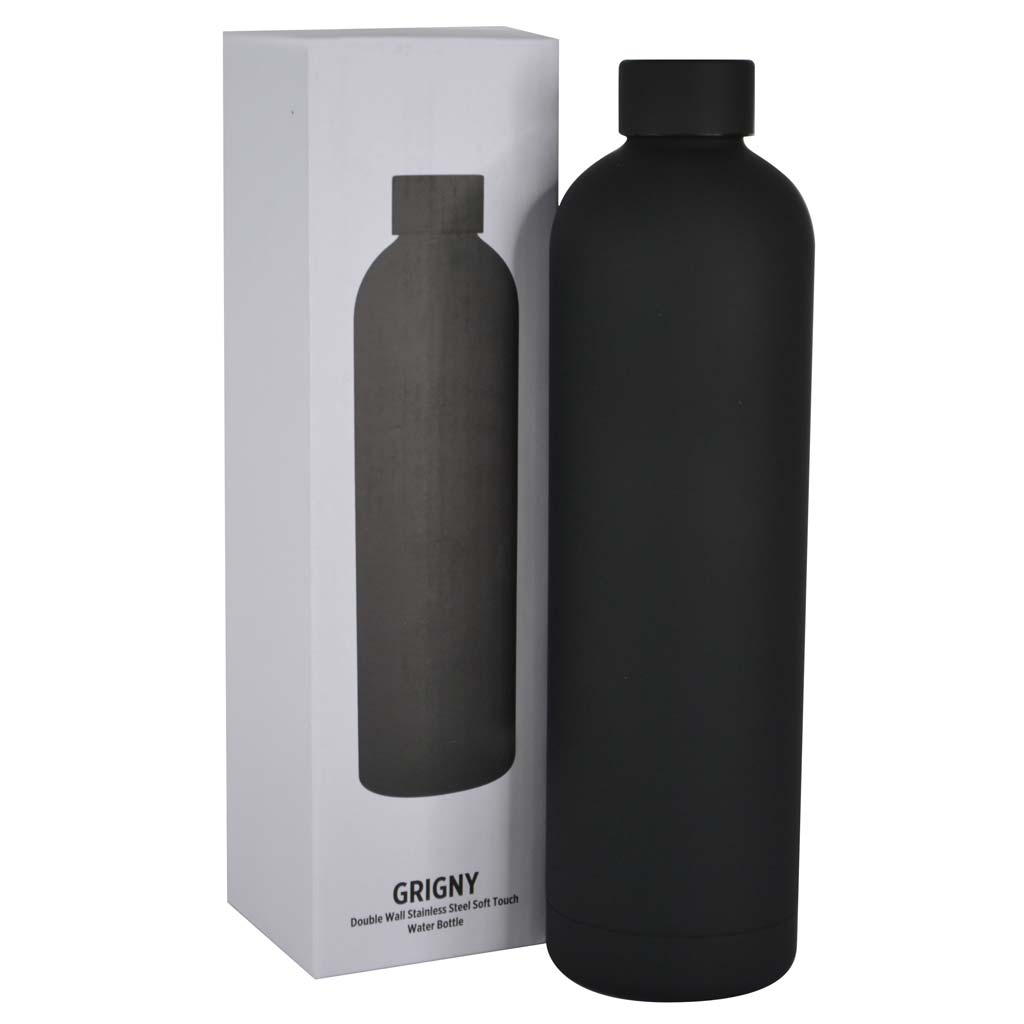 GRIGNY – Soft Touch Insulated Water Bottle – 1000ml – Black