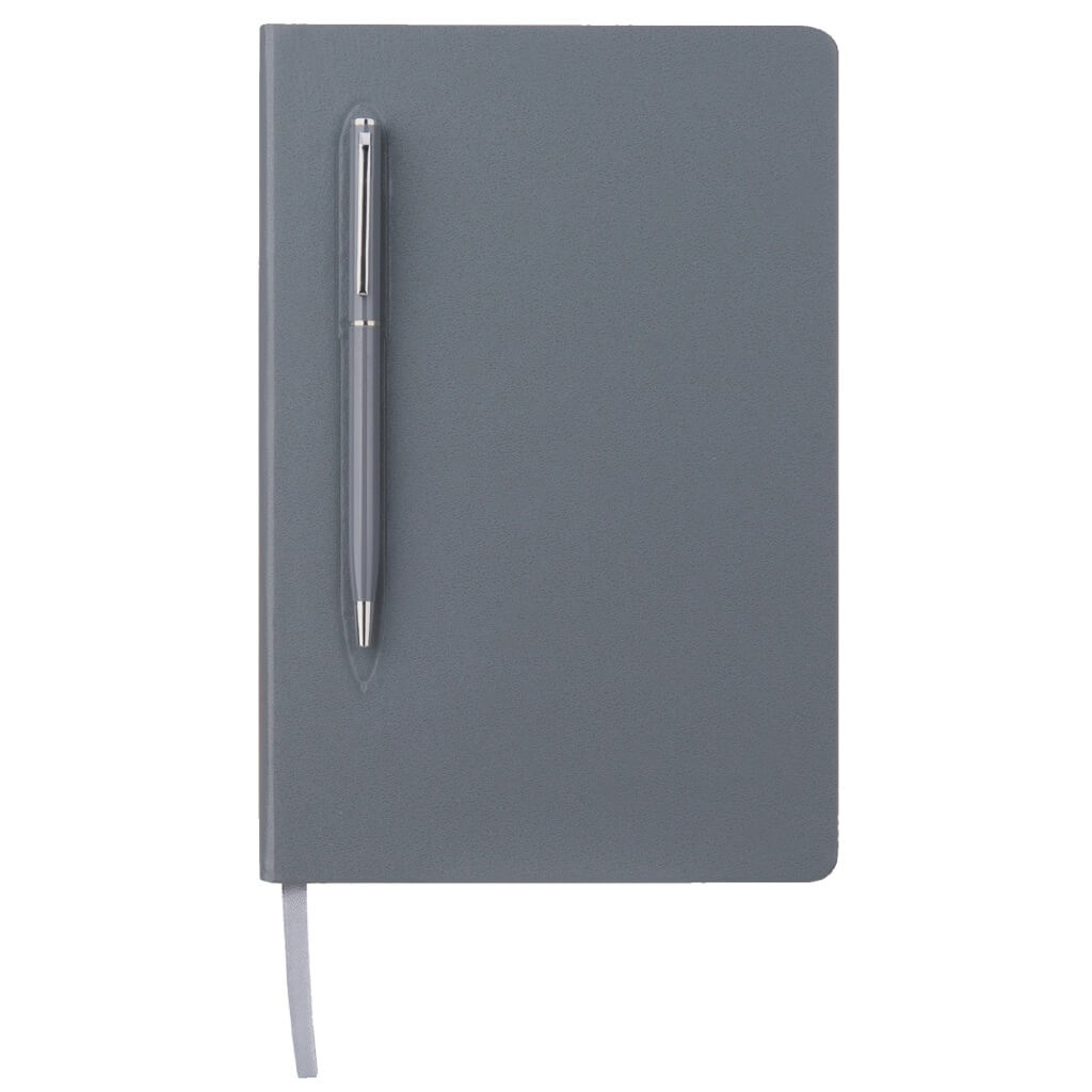 [GSGL 302] CAMPINA – Giftology A5 Hard Cover Notebook with Metal Pen – Grey