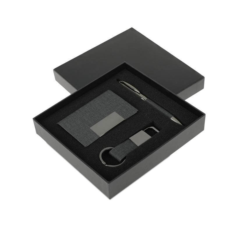 [GSGL 9509] SILVAN – Giftology Gift Set ( Card Holder, Key Chain and Pen ) – Grey