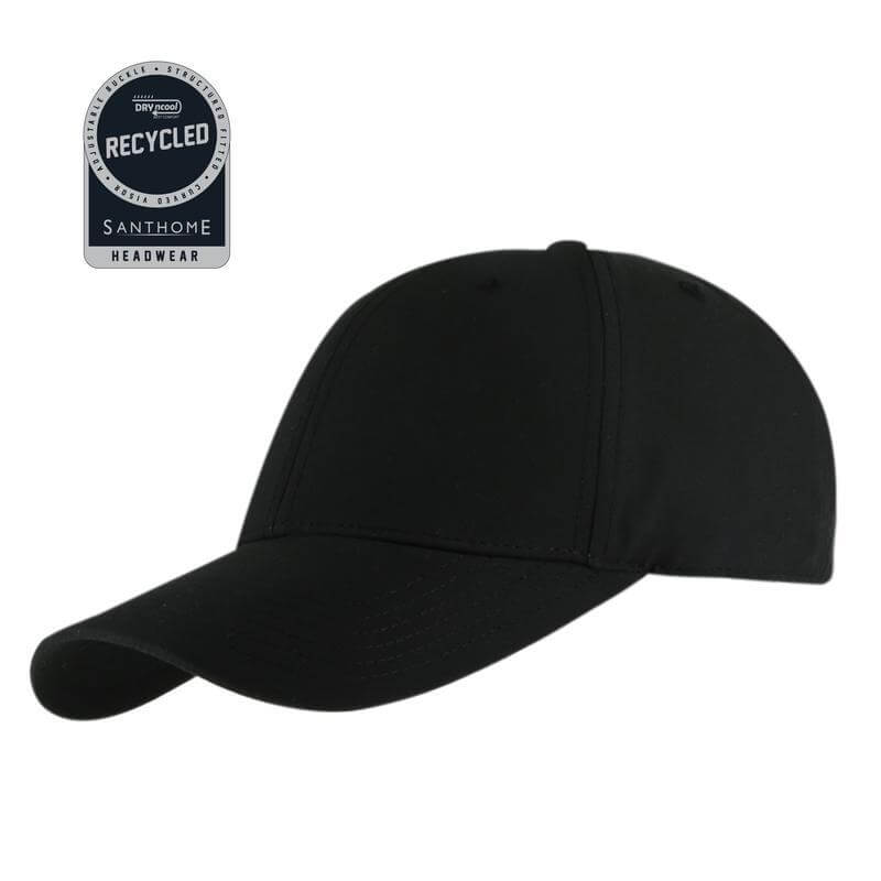 [HWSN 516] ULTRA – Santhome RPET 6 Panel DryNCool® Sport Cap – Black