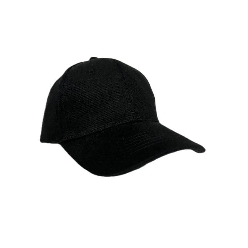[HWSN 521] TARTU – 6 Panel Heavy Brushed Cotton Cap – Black