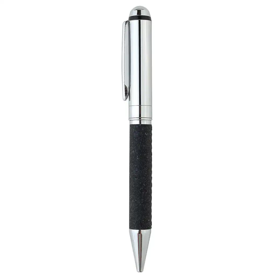 KORU-eco-neutral-Metal-Pen-with-Recycled-Leather-Barrel-Black-1