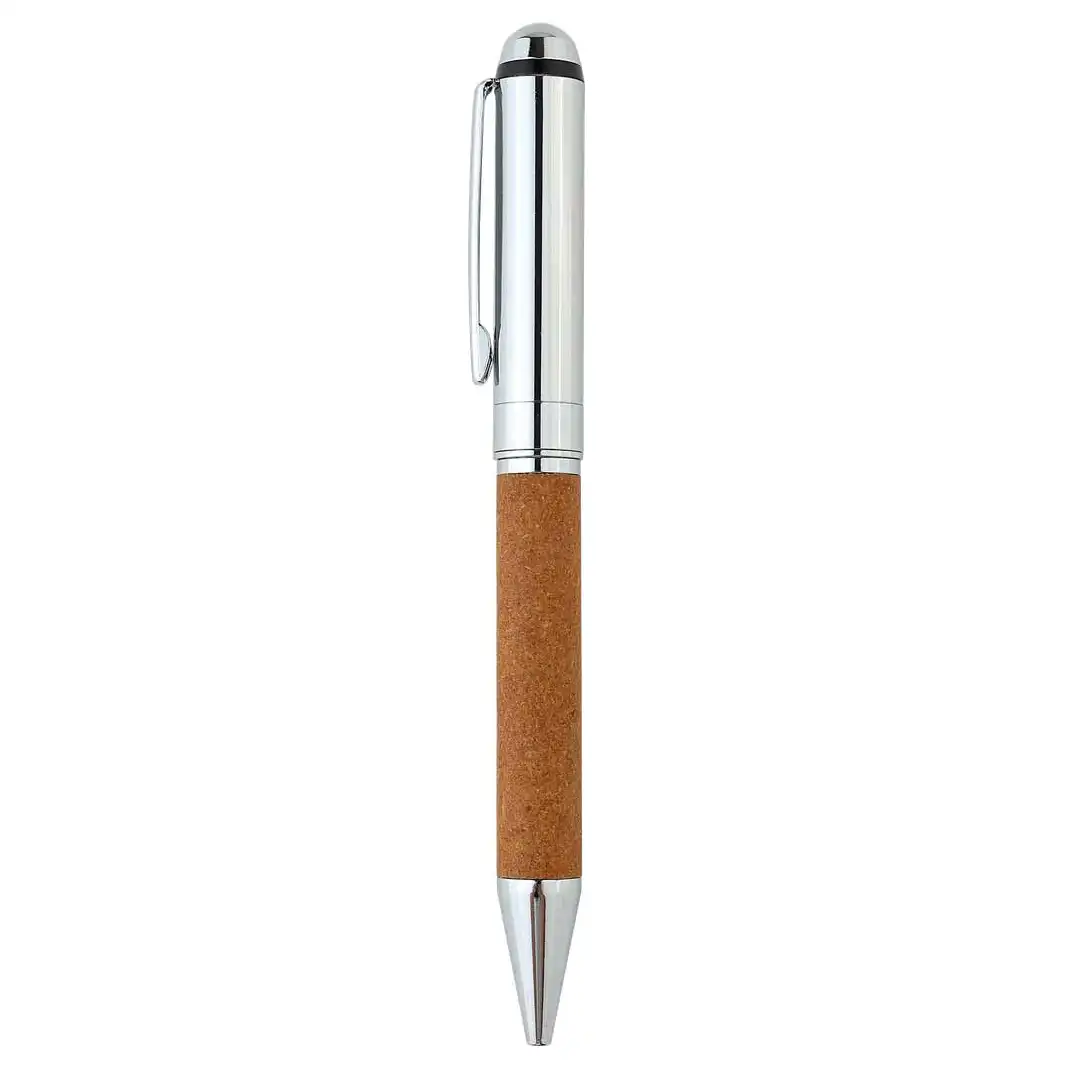 KORU-eco-neutral-Metal-Pen-with-Recycled-Leather-Barrel-Brown