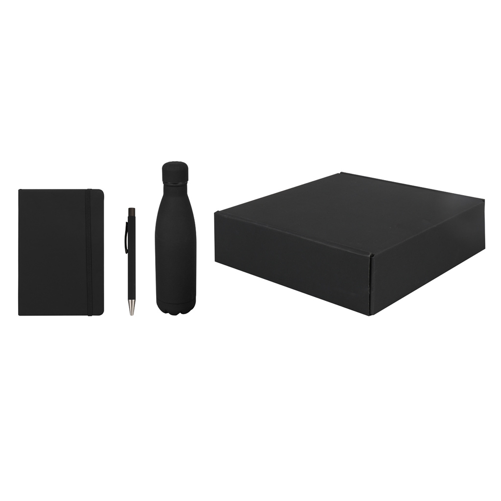 LAUTA – Giftology Set of Stainless Bottle, Notebook and Pen – Black (2)