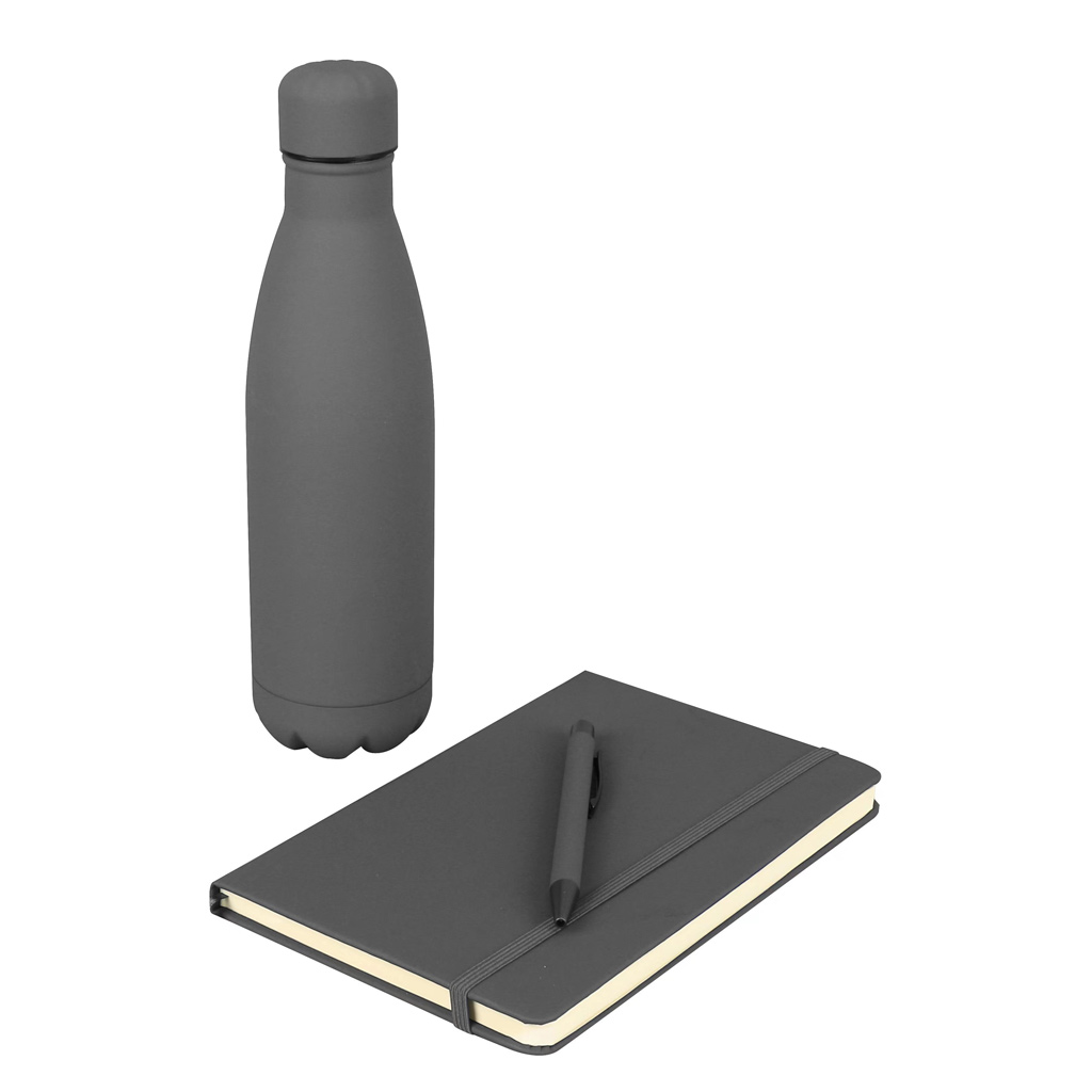 LAUTA – Giftology Set of Stainless Bottle, Notebook and Pen – Grey (1)