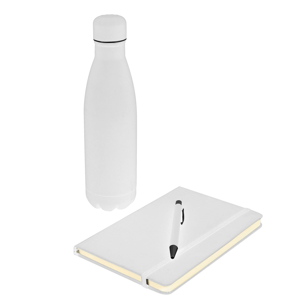 LAUTA – Giftology Set of Stainless Bottle, Notebook and Pen – White (1)