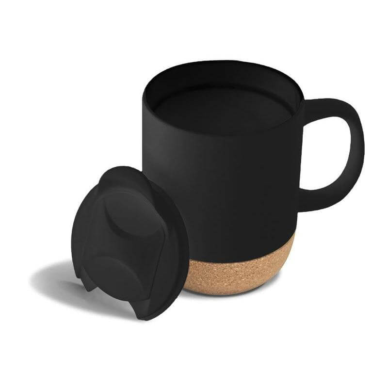 LUCCA – Giftology Ceramic Mug with Cork and Lid – Black (1)