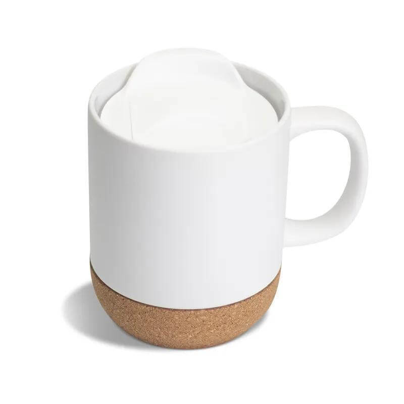 LUCCA – Giftology Ceramic Mug with Cork and Lid – White (1)