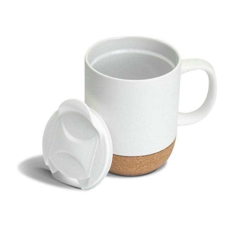 LUCCA – Giftology Ceramic Mug with Cork and Lid – White