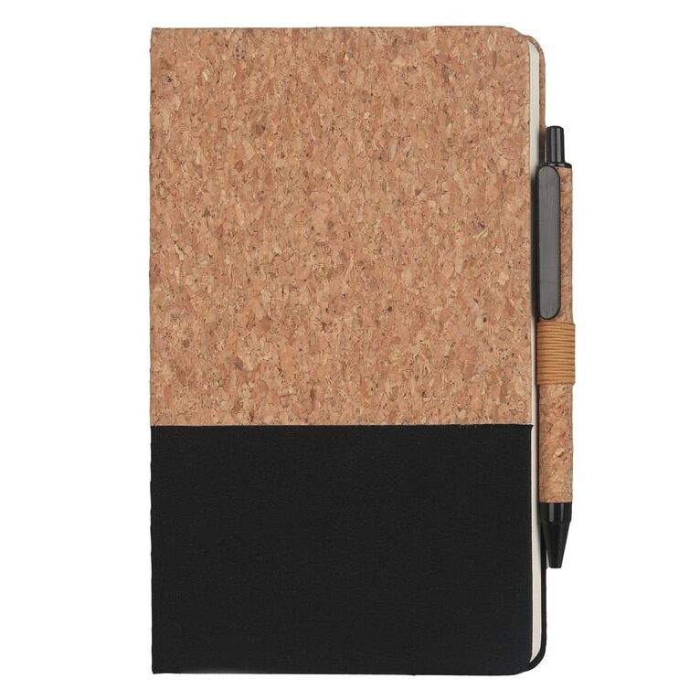 [NBEN 5101] BORSA – eco-neutral A5 Cork Fabric Hard Cover Notebook and Pen Set – Black