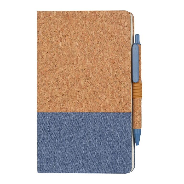 [NBEN 5102] BORSA – eco-neutral A5 Cork Fabric Hard Cover Notebook and Pen Set – Blue