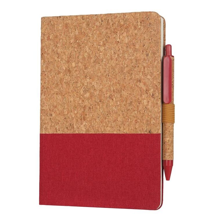 [NBEN 5103] BORSA – eco-neutral A5 Cork Fabric Hard Cover Notebook and Pen Set – Red