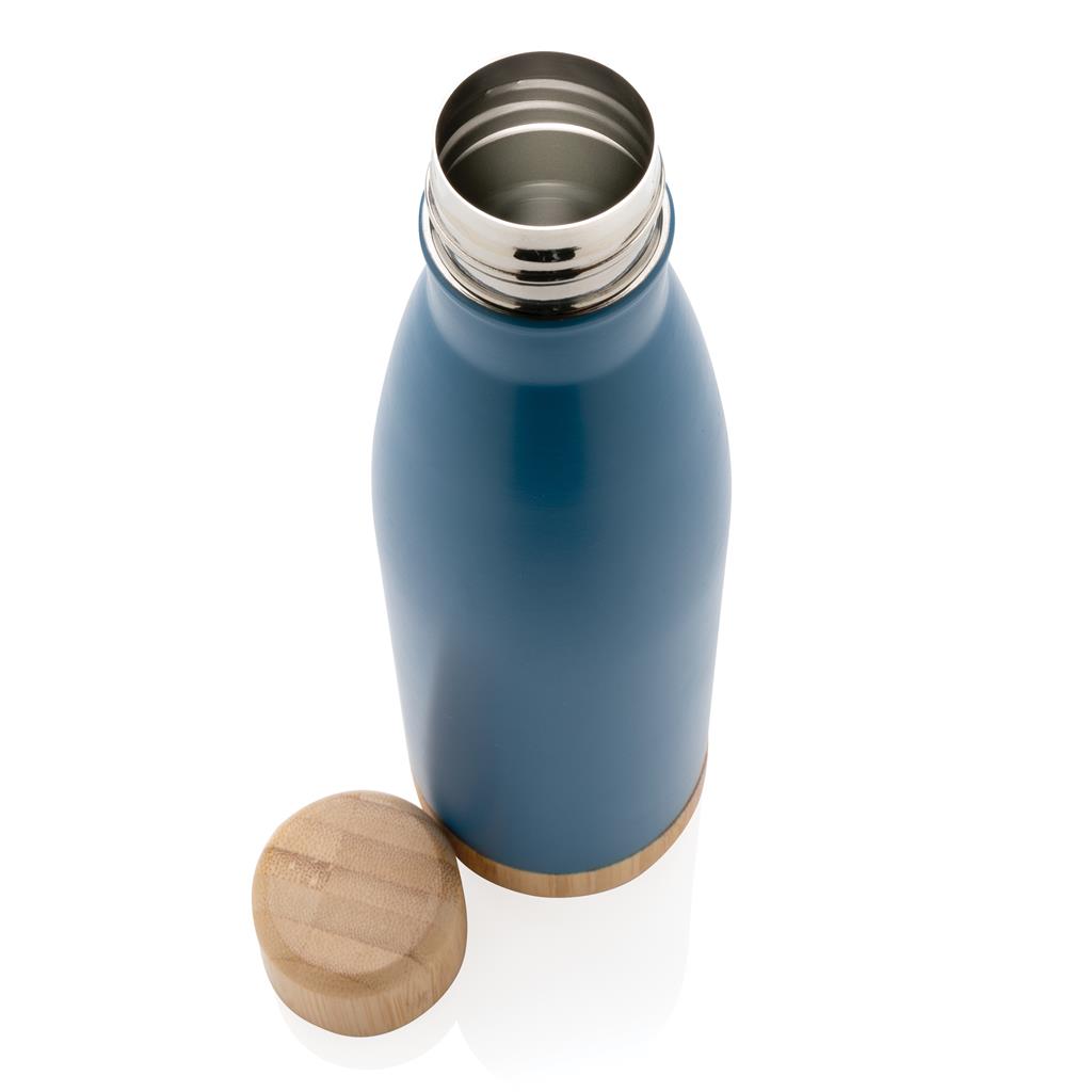 ODESSA – Giftology Double Wall Stainless Bottle with Bamboo Lid and Base – Blue (1)