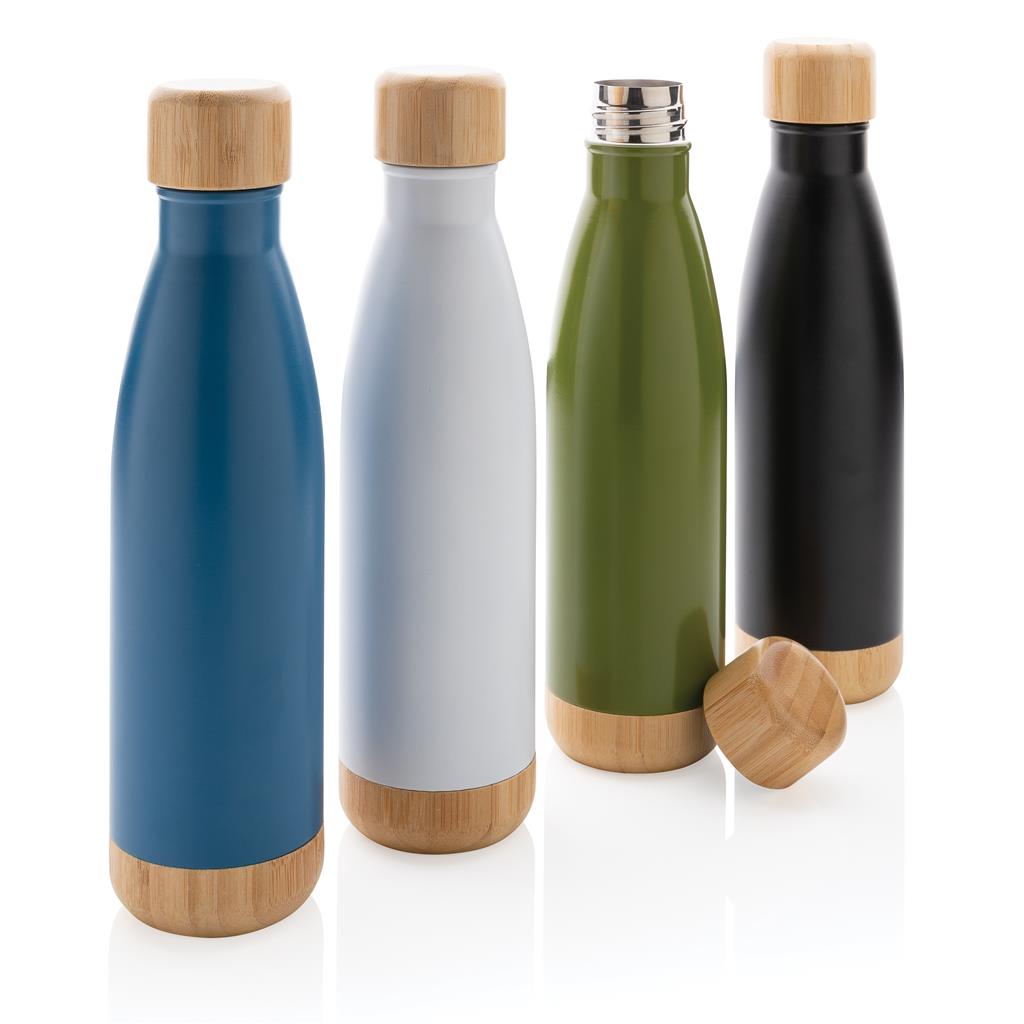 ODESSA – Giftology Double Wall Stainless Bottle with Bamboo Lid and Base – Blue (2)