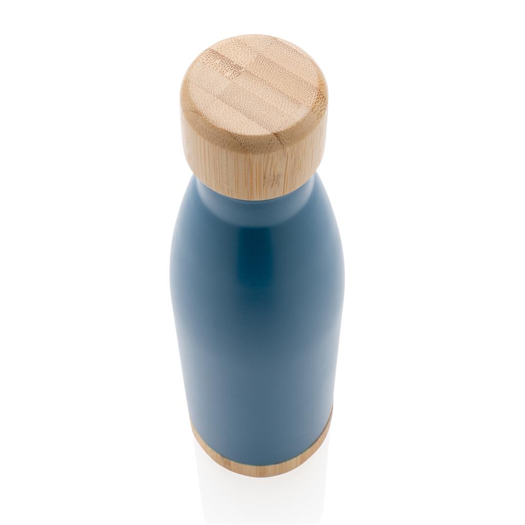 ODESSA – Giftology Double Wall Stainless Bottle with Bamboo Lid and Base – Blue