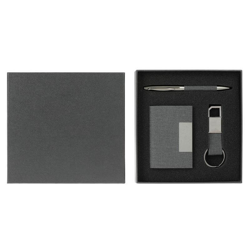 SILVAN – Giftology Gift Set ( Card Holder, Key Chain and Pen ) – Grey (2)