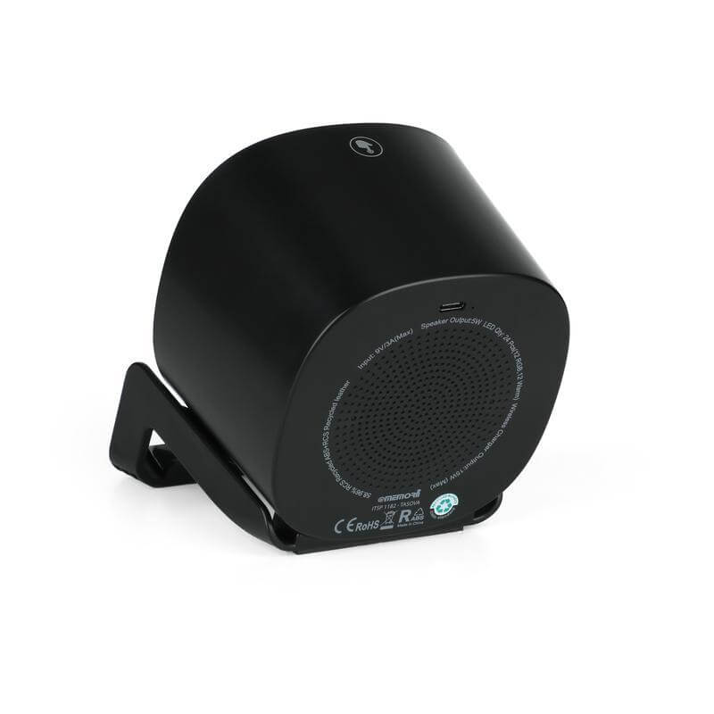 TASOVA – @memorii Recycled Leather 15W Wireless Charger Bluetooth Speaker – Black-Black
