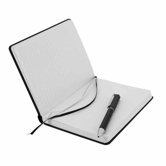 TOMAR – SANTHOME Set Of PU Thermo Notebook And Pen – Black (1)