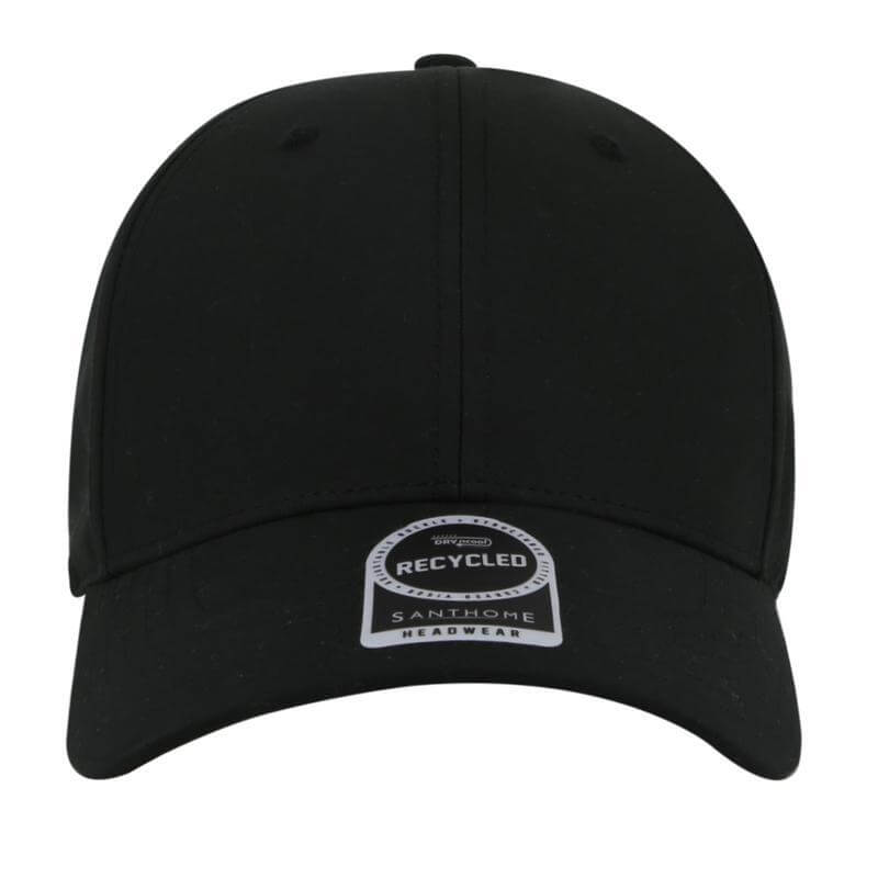 ULTRA – Santhome 6 Panel Recycled Dry n Cool Cap – Black