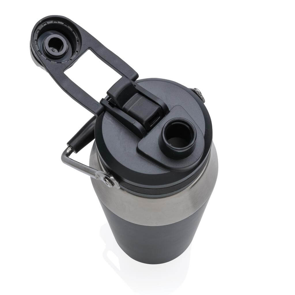 USLAR – Hans Larsen Vacuum Bottle with Solid Handle and Dual Lid – 1L – Black (1)