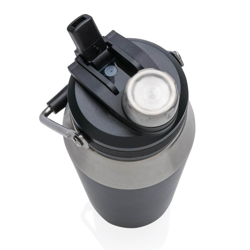 USLAR – Hans Larsen Vacuum Bottle with Solid Handle and Dual Lid – 1L – Black